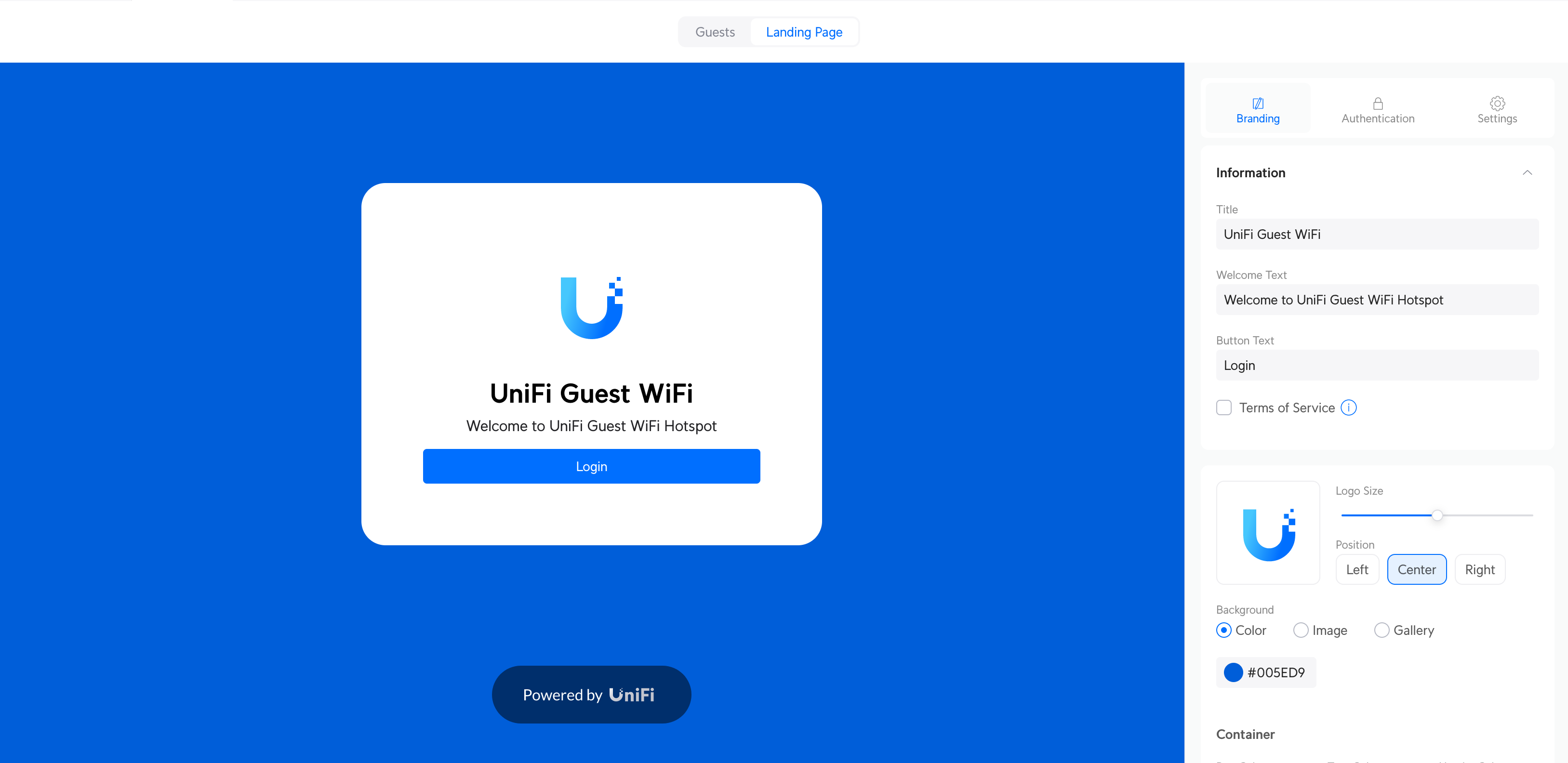 UniFi's built-in hotspot/captive portal